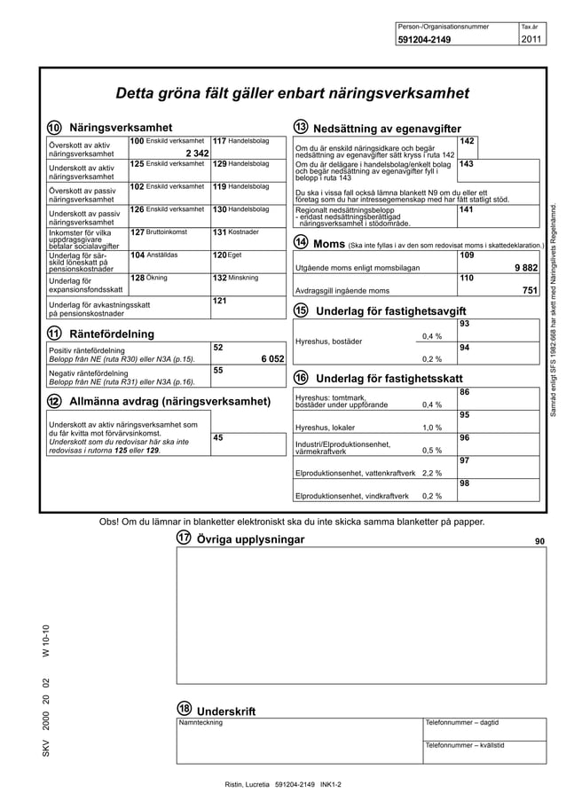 Swedish tax return 2010 PDF