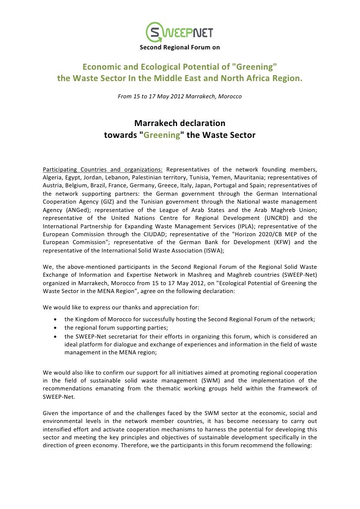 May 2012 Marrakech Declaration