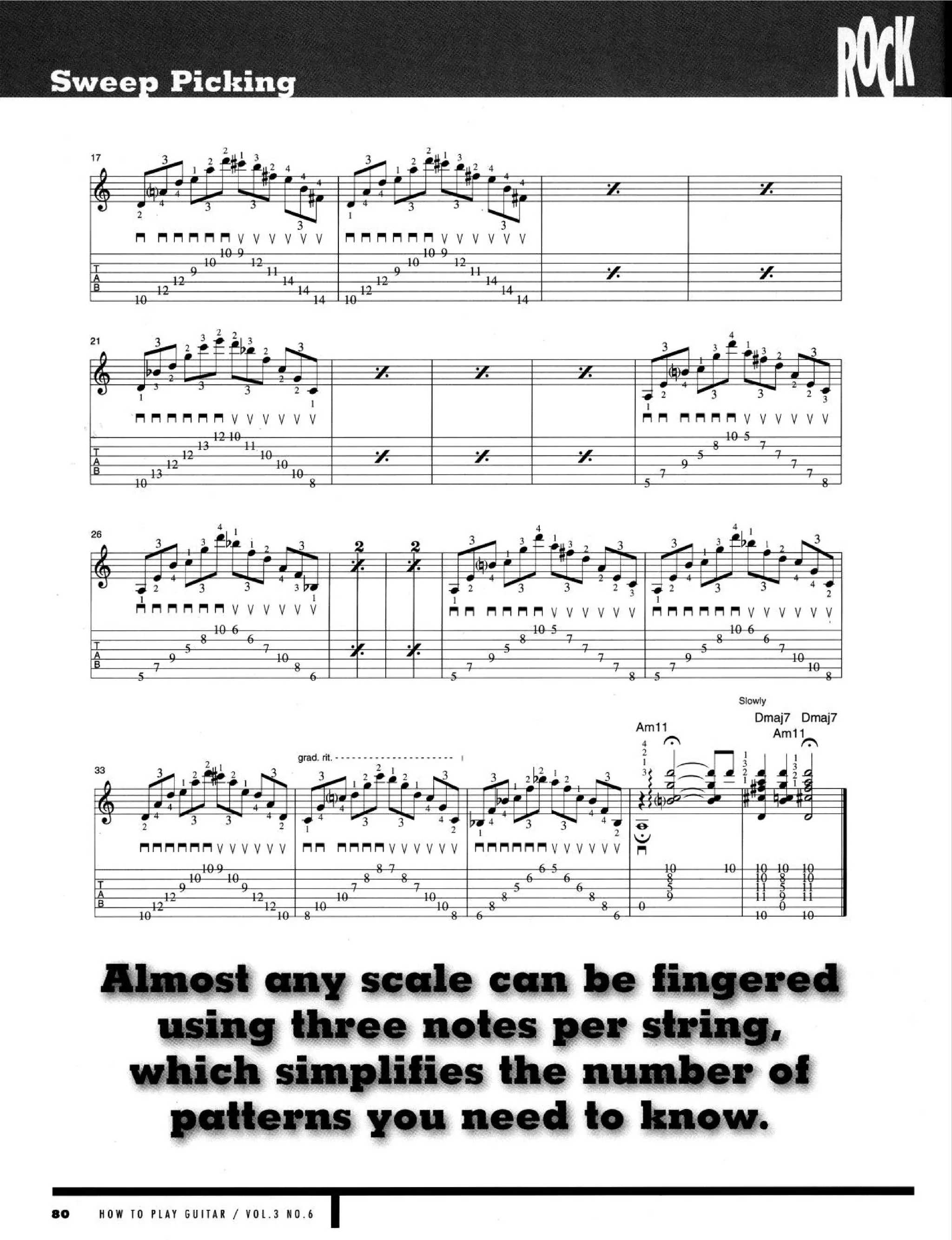 slowly
Am11
* fi
_ 11 Dmaj7 Dmaj7
Ami ln
80 HOW TO PLAY GUITAR / VOL.3 NO.6
I
 