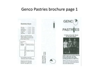 Genco Pastries brochure page 1