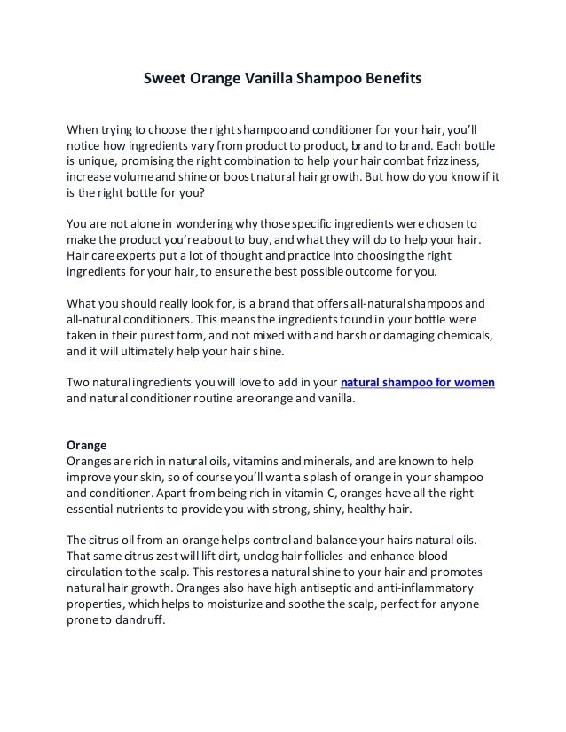 Sweet Orange Vanilla Shampoo Benefits