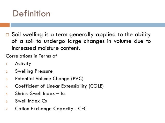Swelling Correlations swelling-correlations