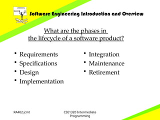 Software Engineering Processes attempt to maximize QUALITY.ppt