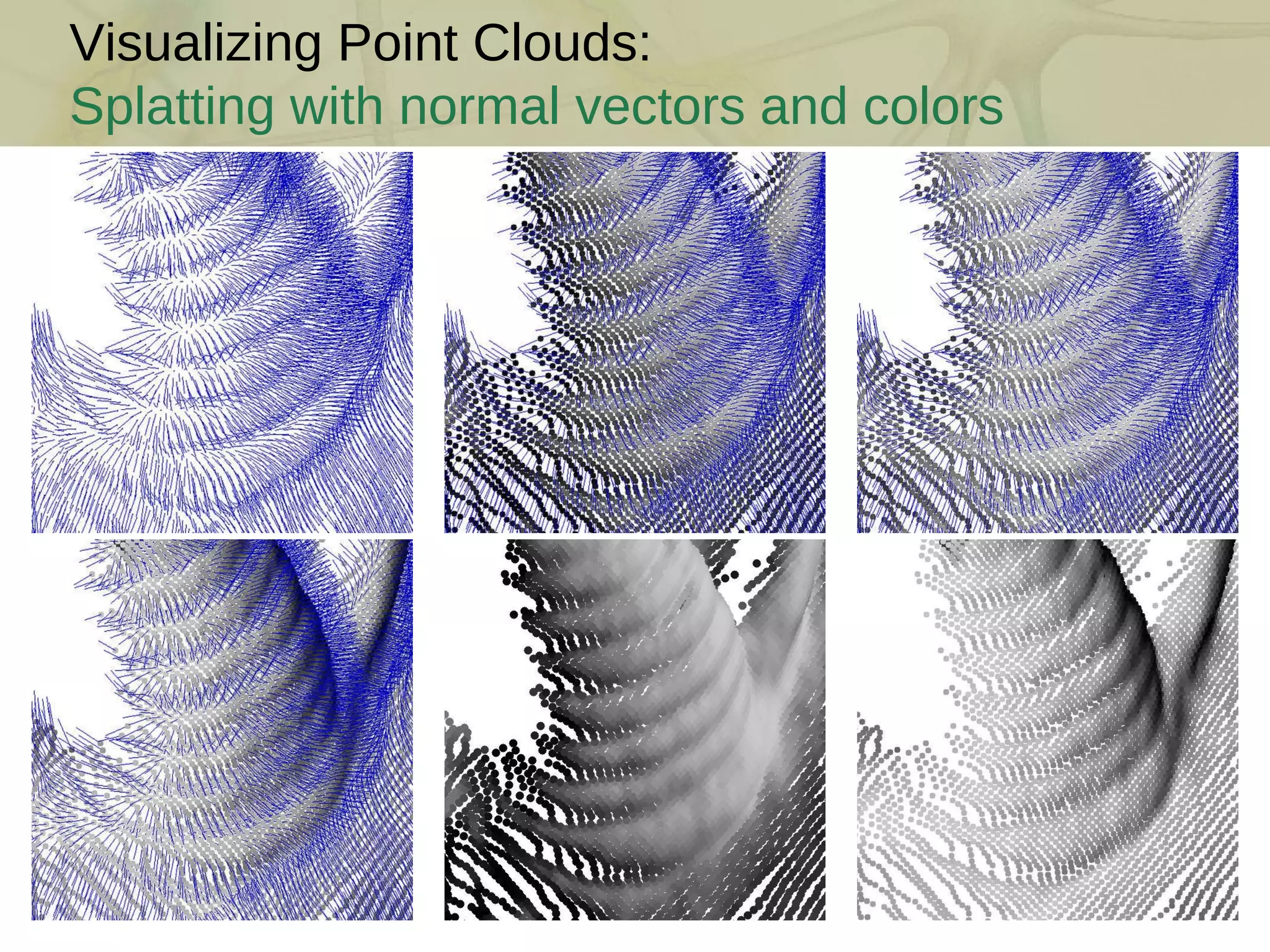 Visualizing Point Clouds: Splatting with normal vectors and colors 