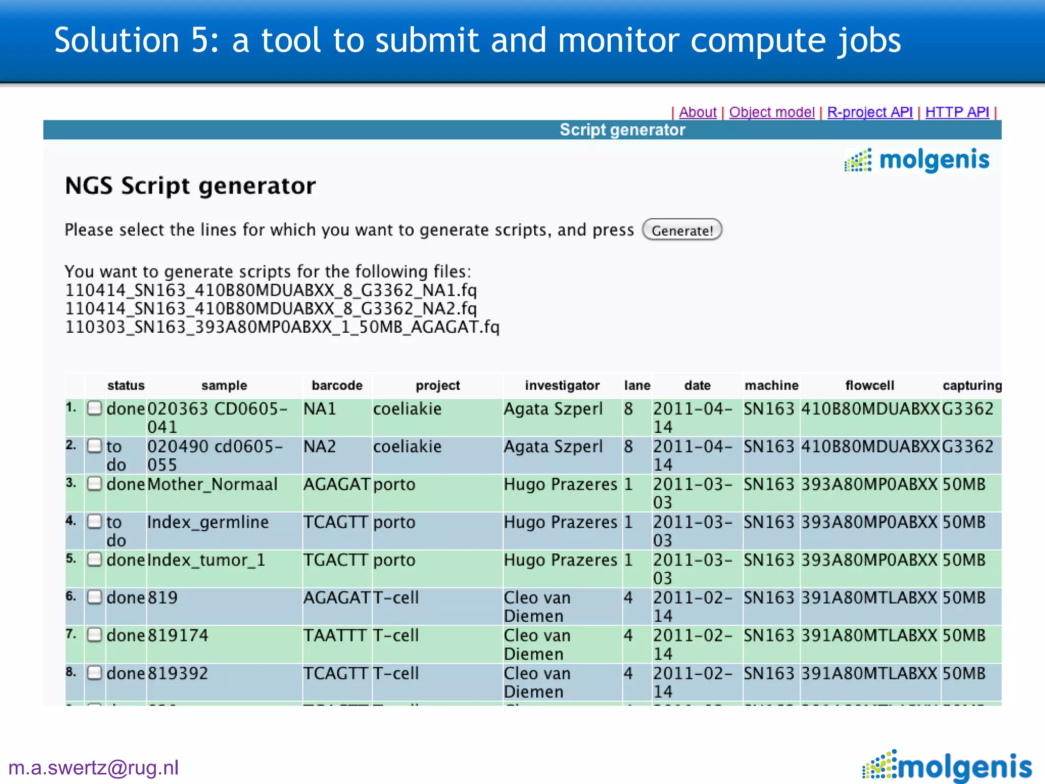 Solution 5: a tool to submit and monitor compute jobs 