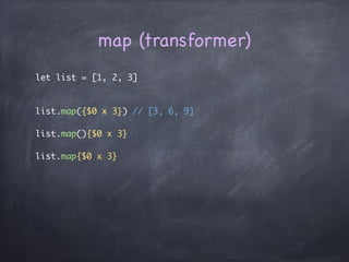 Callback
var result: String
ajax(
{
result = $0
},
fail:{
result = “NG”
}
)
func ajax(ok: (x:String)->(), fail fail:()->()) {
if let ret = get_string_via_ajax()
{
ok(x:ret)
} else {
fail()
}
}
 