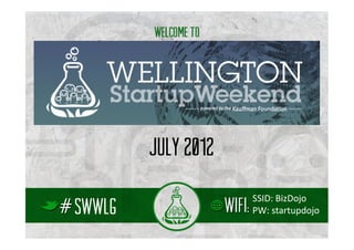 July 2012
                    SSID: BizDojo
SWWLG               PW: startupdojo
 