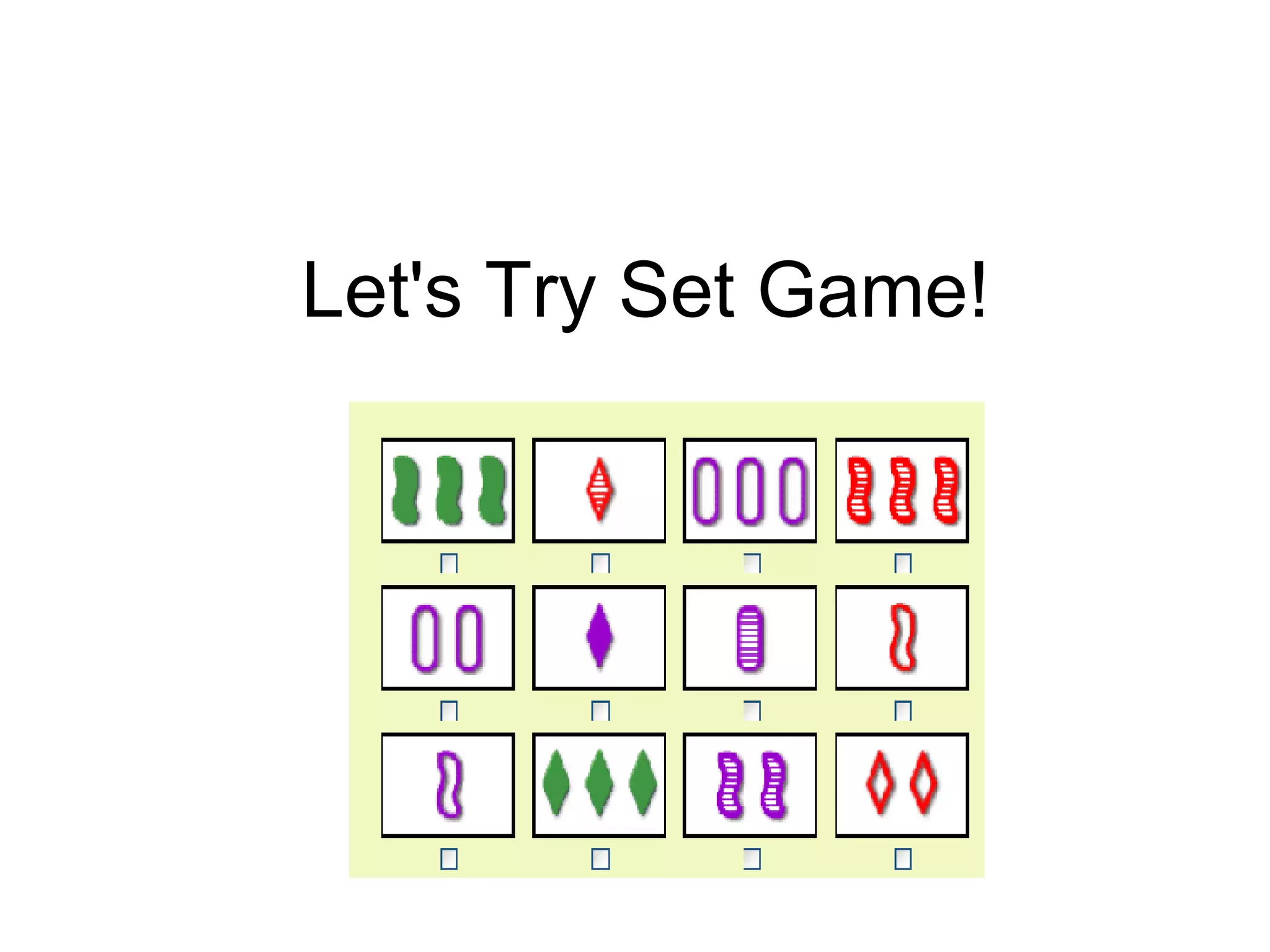 Let's Try Set Game! 