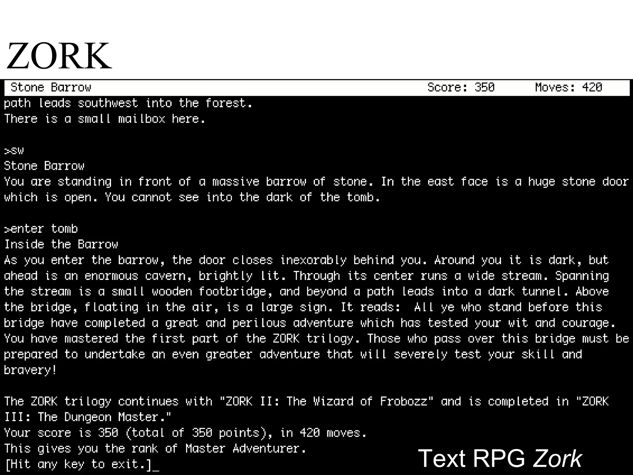 ZORK Text RPG  Zork 
