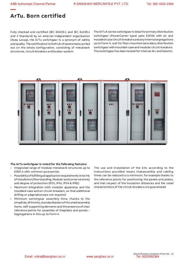ABB Switchgears price list