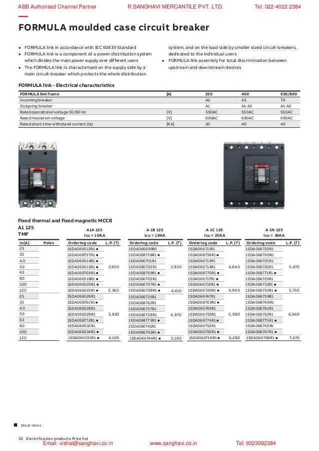 ABB Switchgears price list