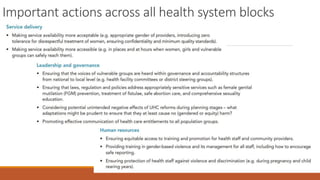 Important actions across all health system blocks
 