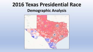 2016 Texas Presidential Race
Demographic Analysis
 