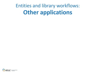 Entities 
and 
library 
workflows: 
Other 
applications 
 