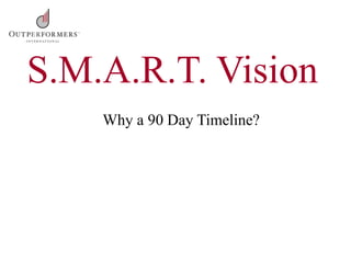 Why a 90 Day Timeline?
S.M.A.R.T. Vision
 