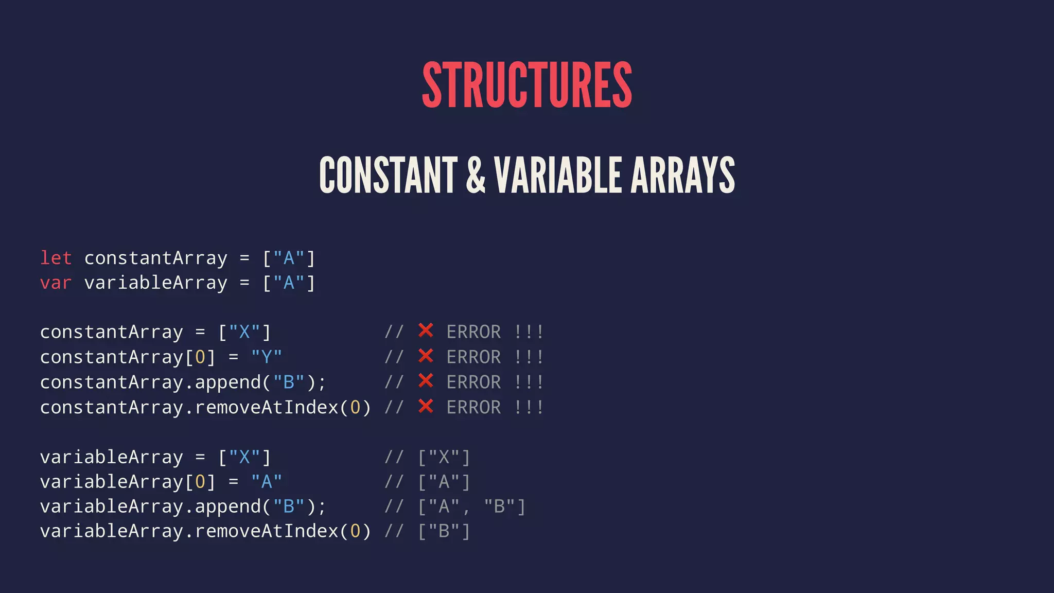 CONSTANTS & VARIABLES
UNICODE CHARACTERS IN CONSTANT & VARIABLE NAMES
let !!!! = 4
var """"" = 5
! KILLER APPLICATION "
 