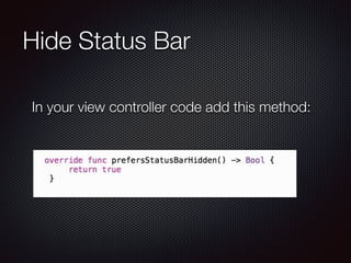 Hide Status Bar
In your view controller code add this method:
 