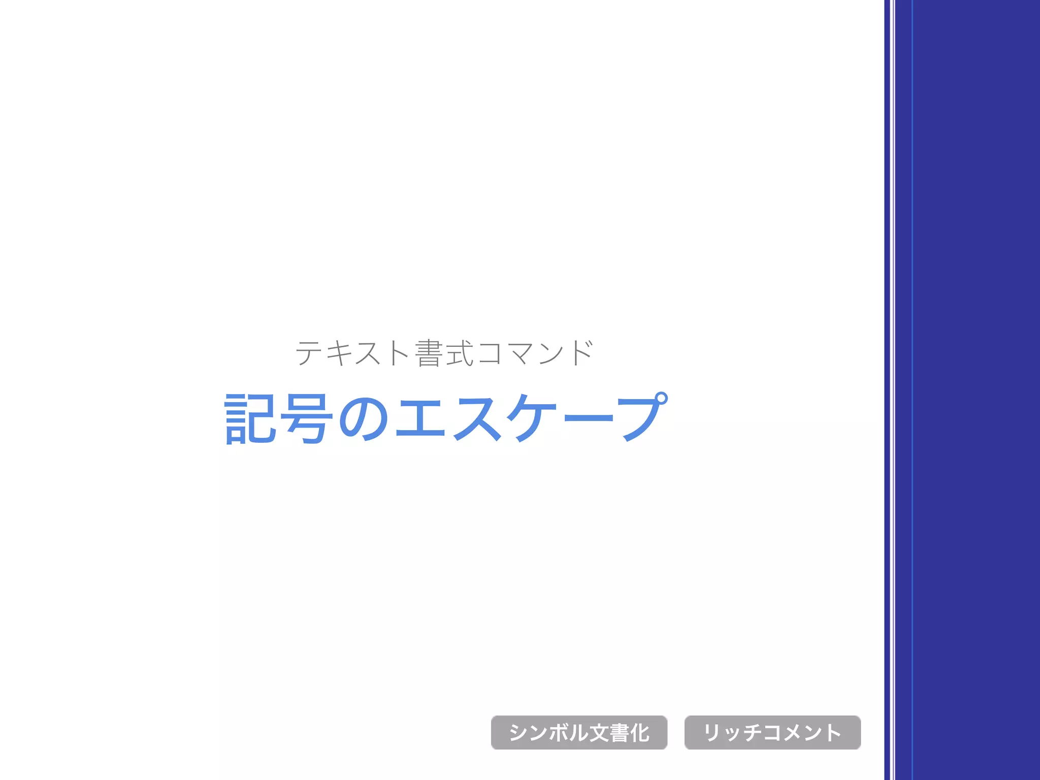 テキスト書式コマンド
記号のエスケープ
シンボル文書化 リッチコメント
 