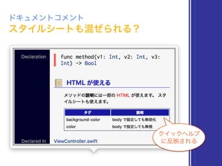 ドキュメントコメント
クイックヘルプ
に反映される
スタイルシートも混ぜられる？
 