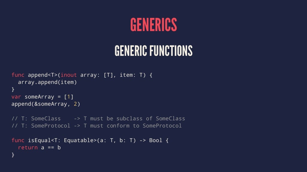 GENERICS GENERIC FUNCTIONS func appendT(inout