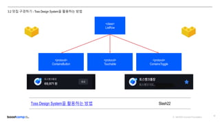 ⓒ NAVER Connect Foundation
40
3.2 맛집 구경하기 - Toss Design System을 활용하는 방법
<class>
ListRow
<protocol>
ContainsToggle
<protocol>
ContainsButton
<protocol>
Touchable
Toss Design System을 활용하는 방법 Slash22
 