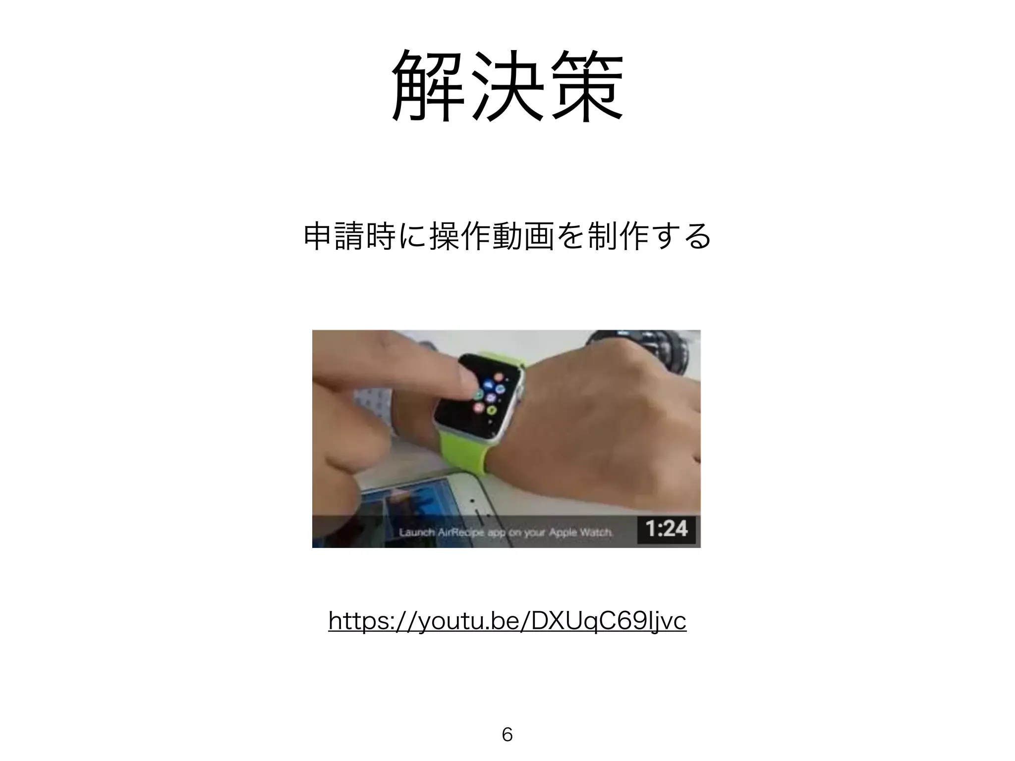 解決策
申請時に操作動画を制作する
6
https://youtu.be/DXUqC69Ijvc
 