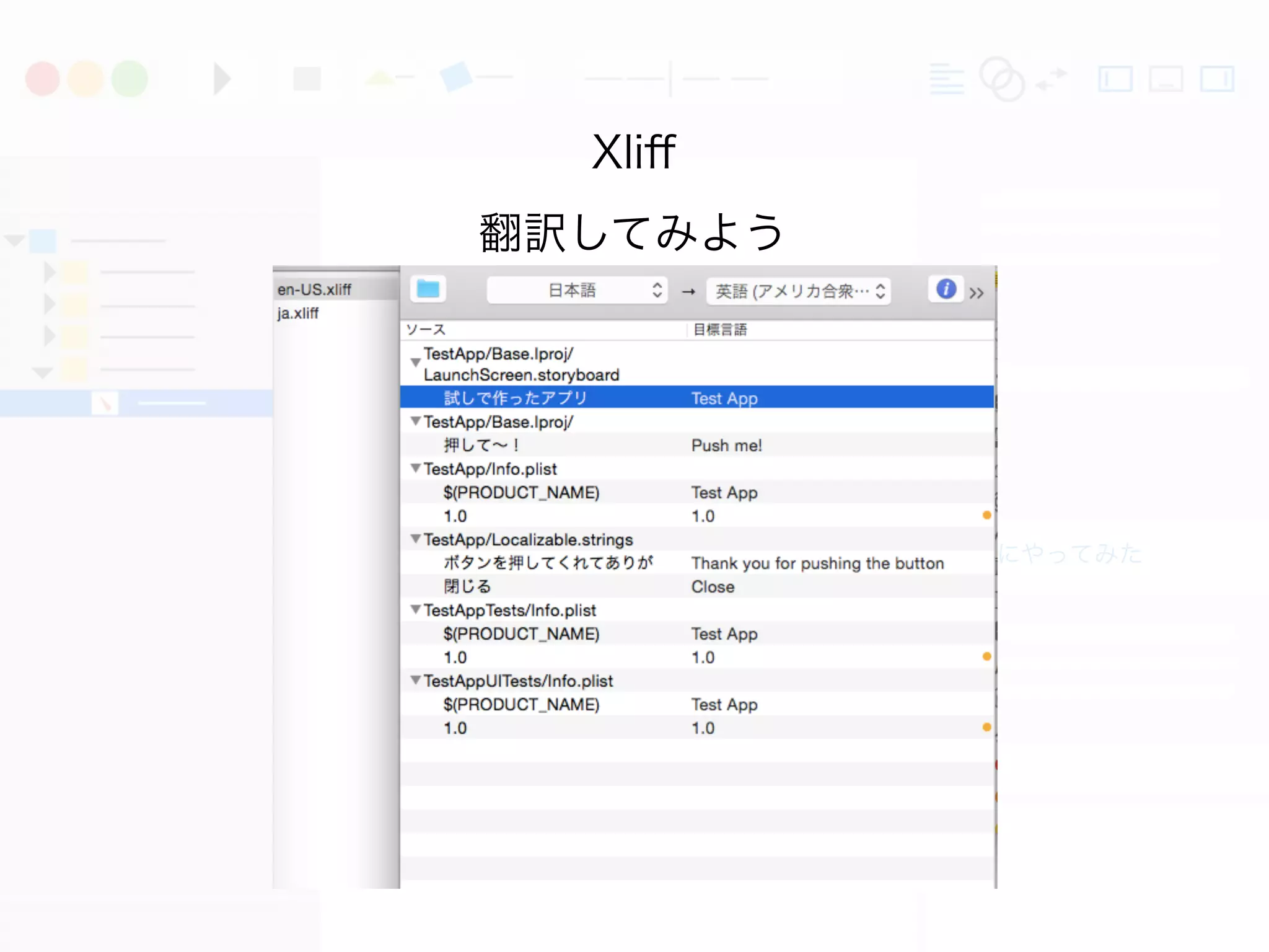 実際にやってみた
Xliﬀ
翻訳してみよう
 