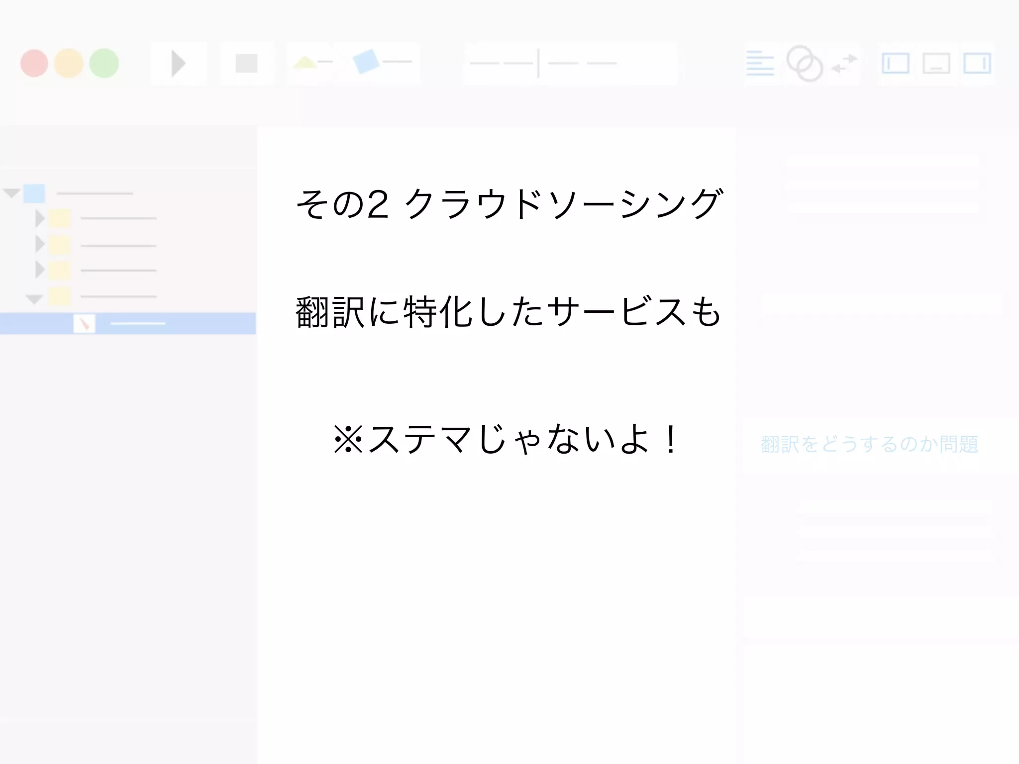 翻訳をどうするのか問題
その2 クラウドソーシング
翻訳に特化したサービスも
※ステマじゃないよ！
 