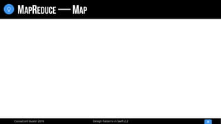 Design Patterns in Swift 2.2CocoaConf Austin 2016
MAPREDUCE — MAP
38

 