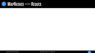 Design Patterns in Swift 2.2CocoaConf Austin 2016
MAPREDUCE — REDUCE
42

 