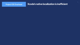 52
Project/OS Overhead Xcode’s native localization is inefficient
 