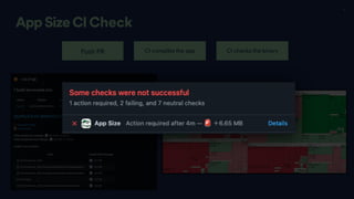 16
App Size CI Check
Push PR CI compiles the app CI checks the binary
 