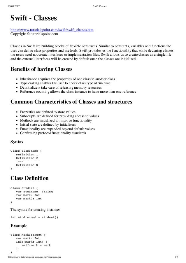 Swift classes