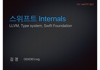 let swift(16)
Internals
LLVM, Type system, Swift Foundation
OSXDEV.orgj
 