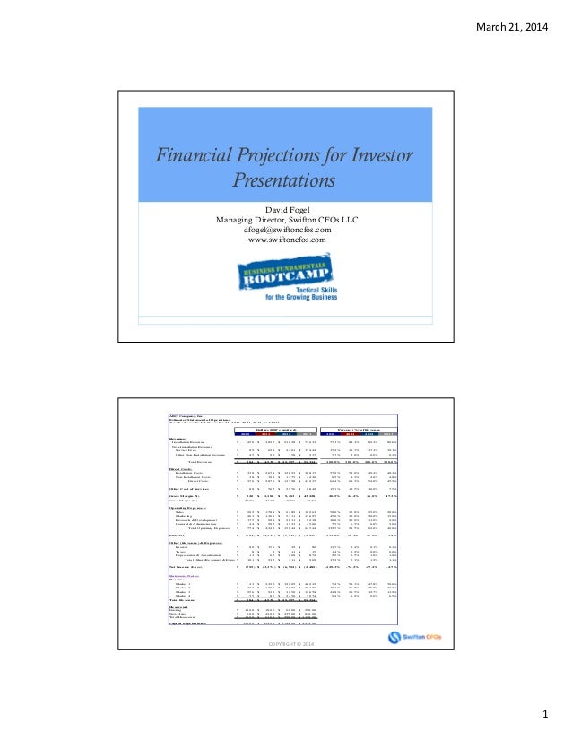 Financial Forecasting For Investor Presentations Bus - 