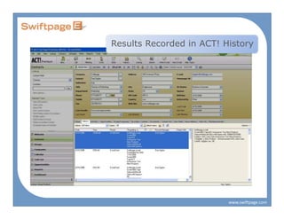 Results Recorded in ACT! History




                          www.swiftpage.com
 