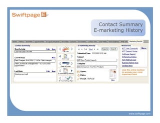Contact Summary
E-marketing History




             www.swiftpage.com
 