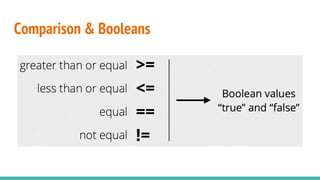 Comparison & Booleans
 