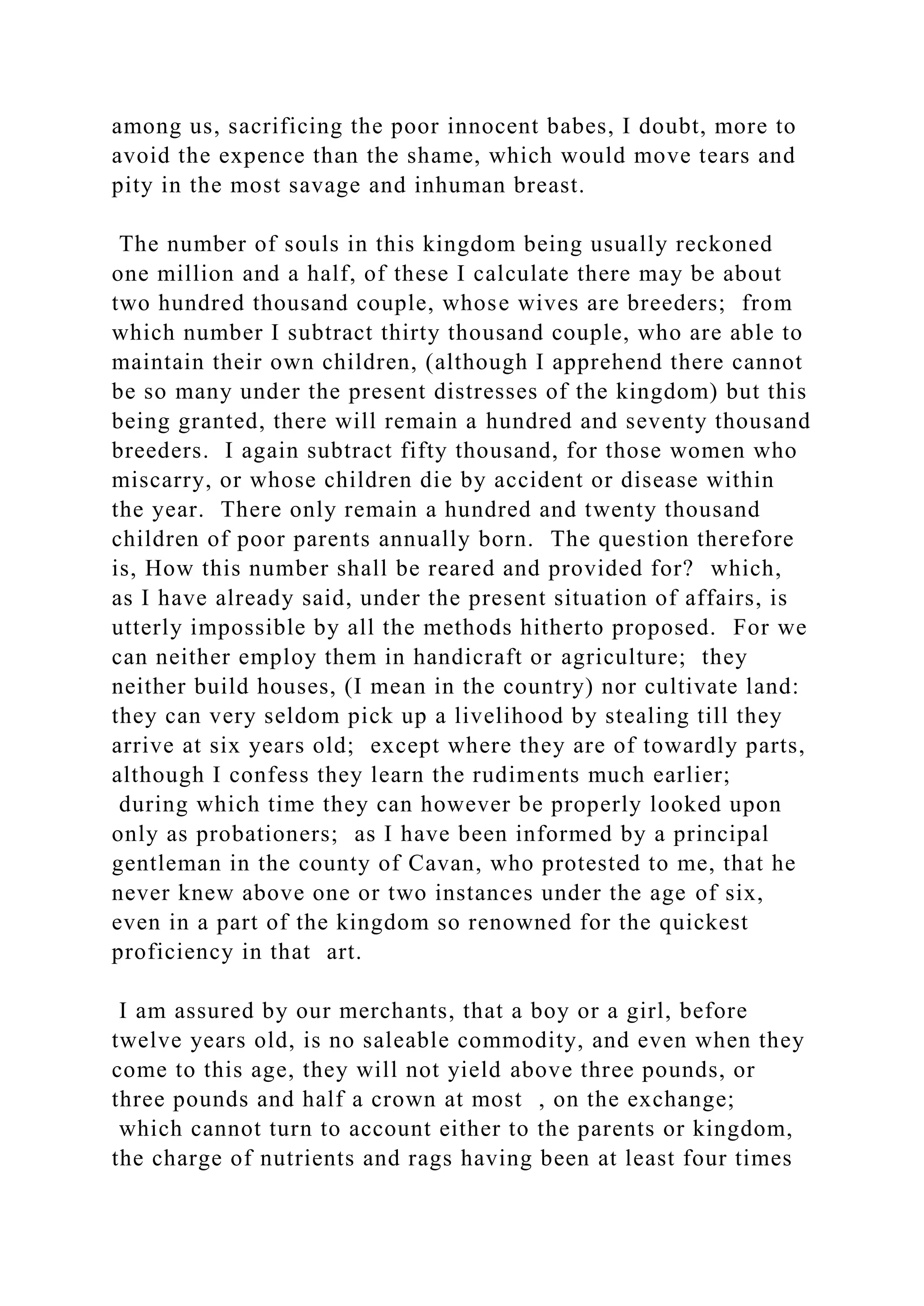 Swifts A Modest Proposal is one of the most famous examples of sa.docx