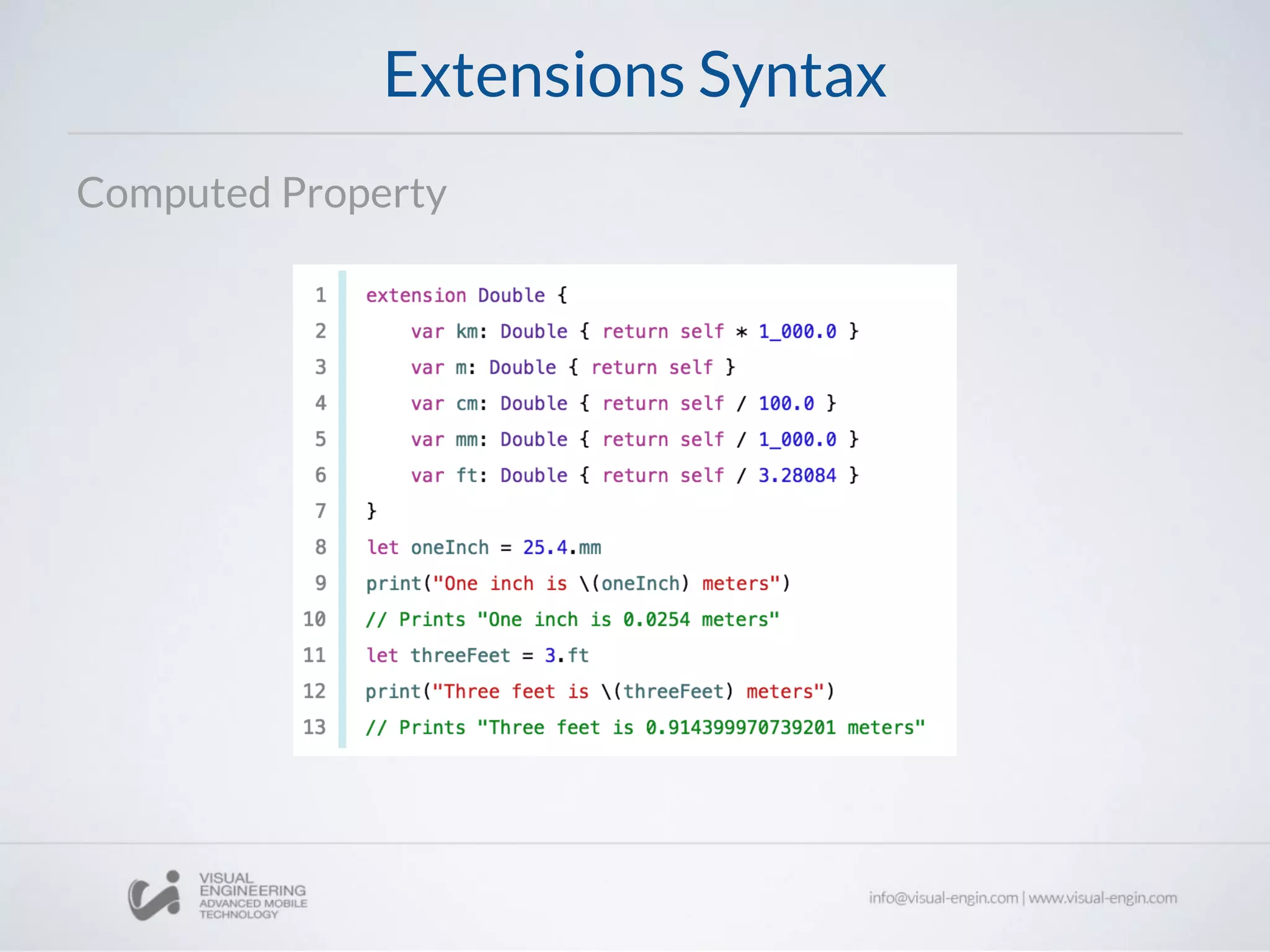 Extensions Syntax
Computed Property
 
