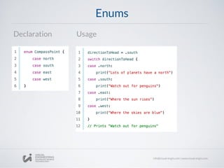 Enums
Declaration Usage
 