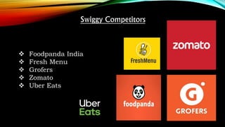  Foodpanda India
 Fresh Menu
 Grofers
 Zomato
 Uber Eats
 