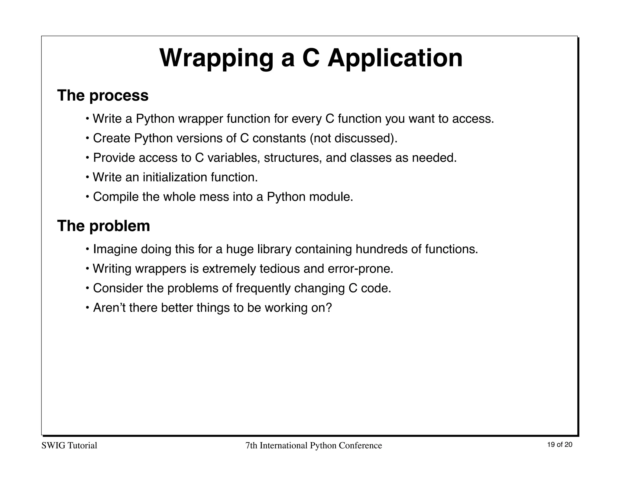Interfacing C/C++ and Python with SWIG | PPT
