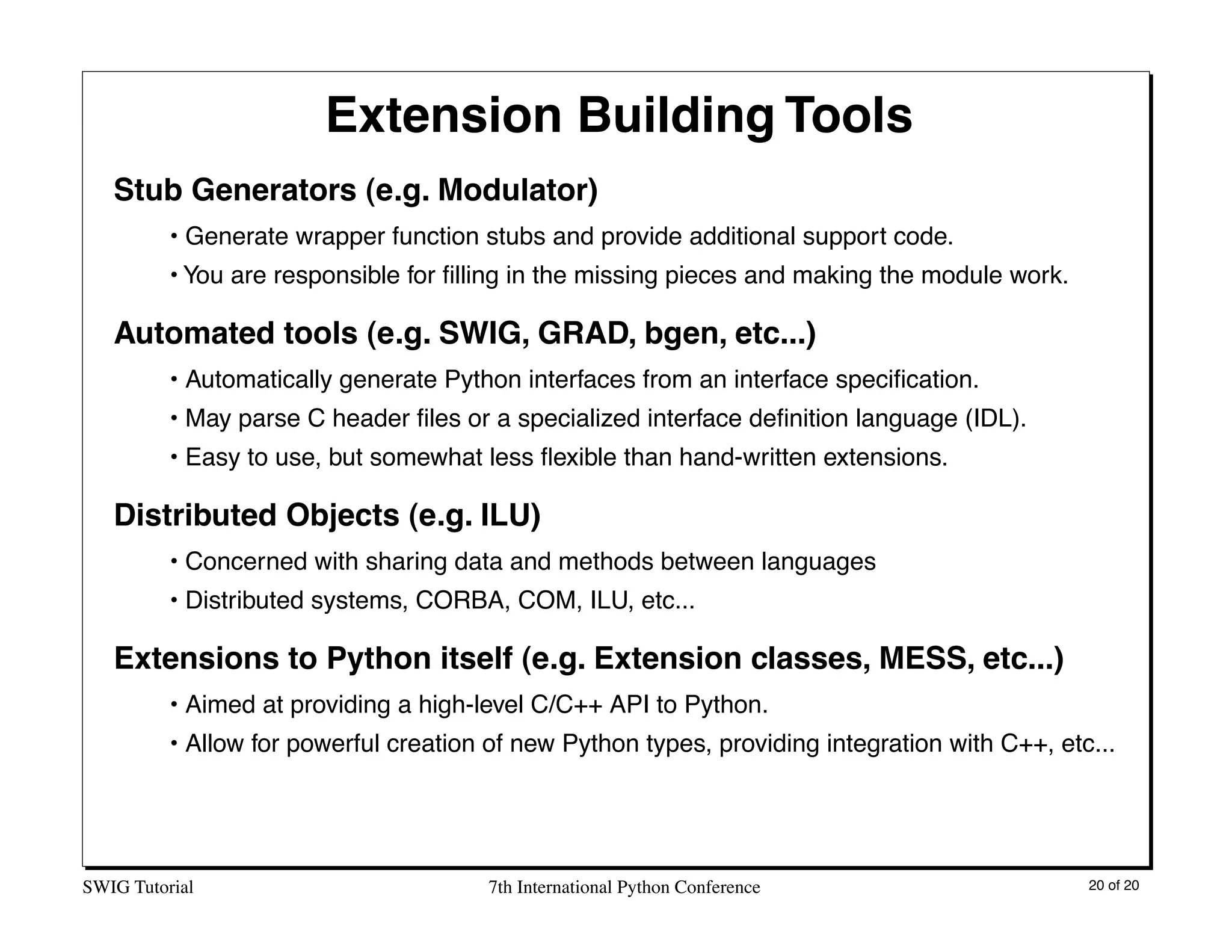 Interfacing C/C++ and Python with SWIG | PPT