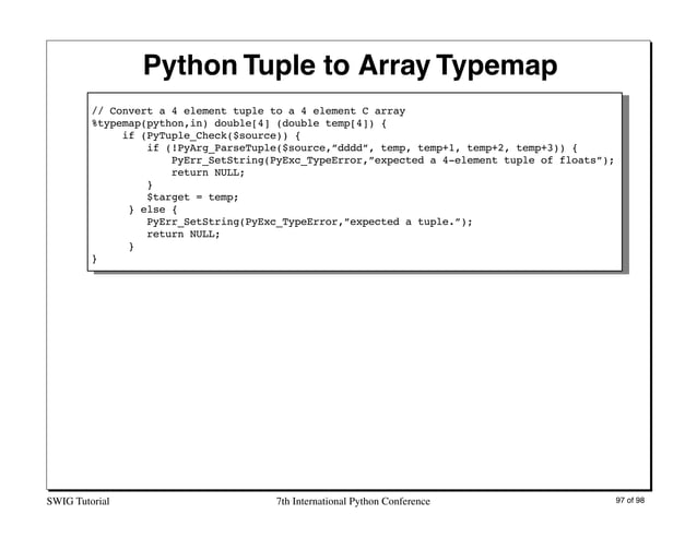 Interfacing C/C++ and Python with SWIG