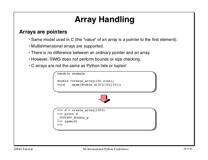 interfacing c c and python with swig size of matrix python