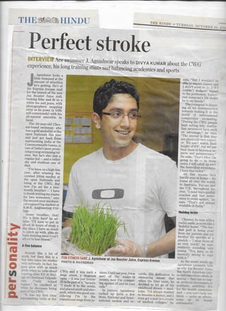 Swimmer agnishwar   perfect stroke @the hindu