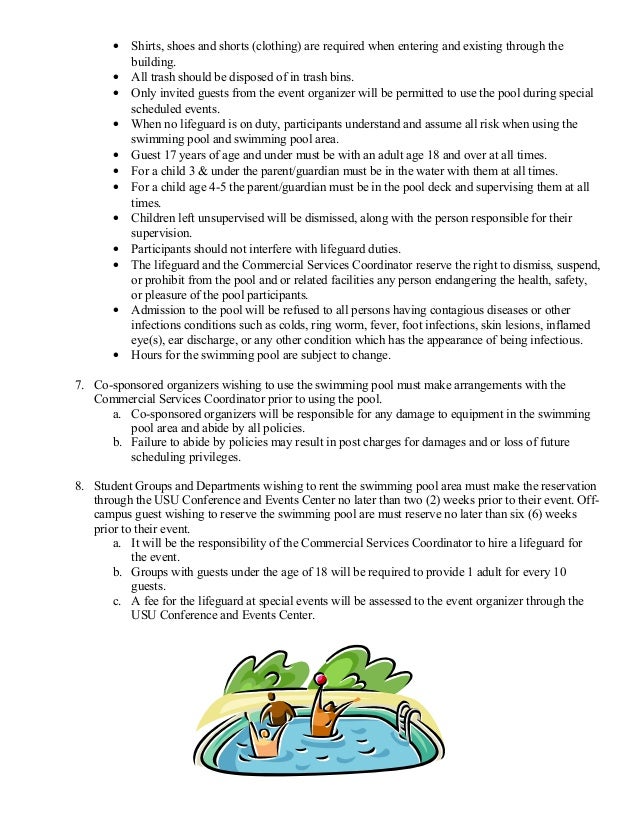 Swimming pool policies