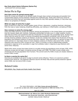 Key Facts about Swine Influenza (Swine Flu) | PDF