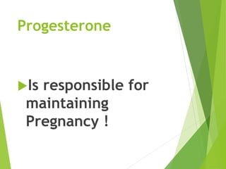 Progesterone
Is responsible for
maintaining
Pregnancy !
 